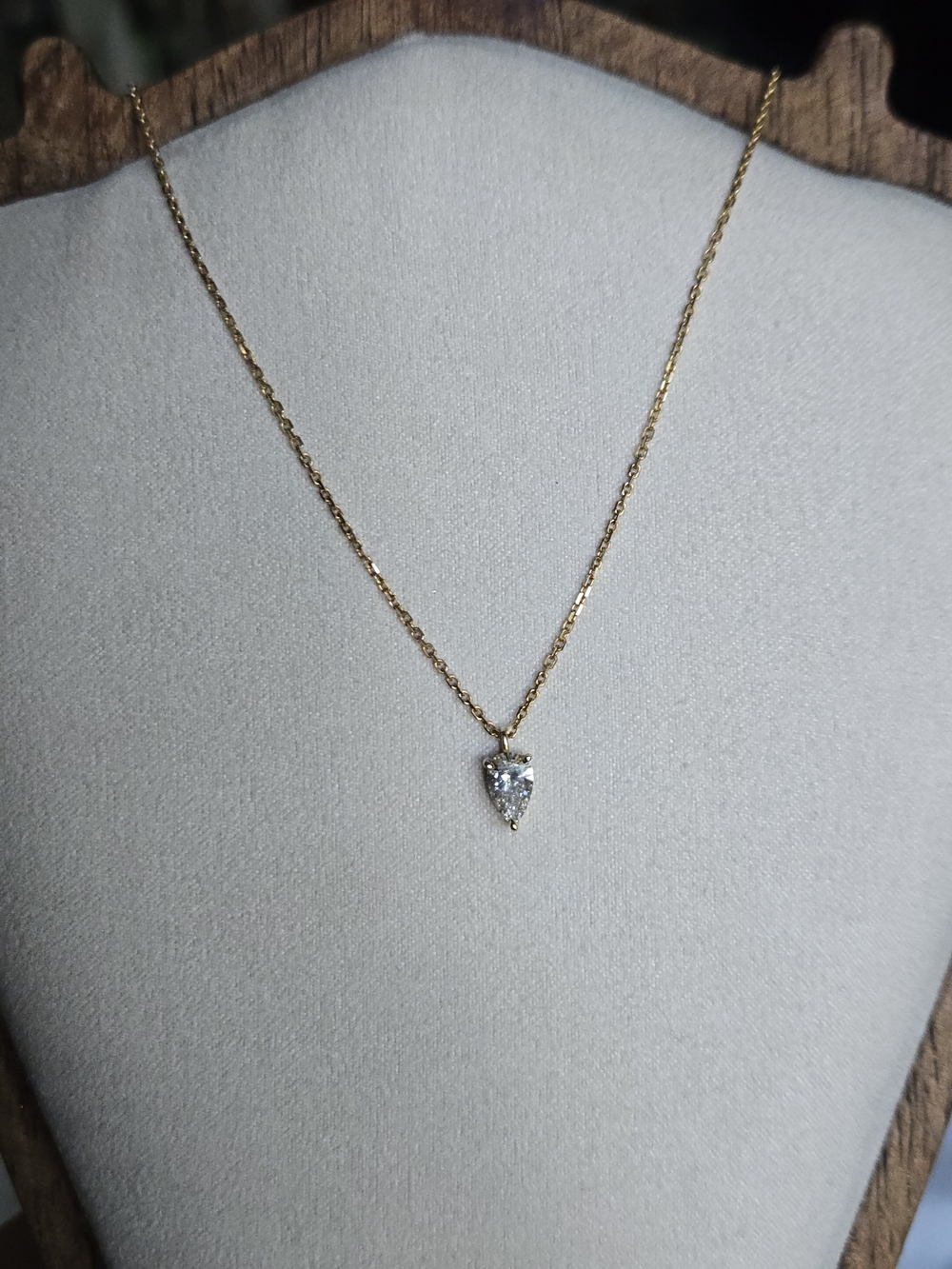 14k Lab Diamond Teardrop Necklace